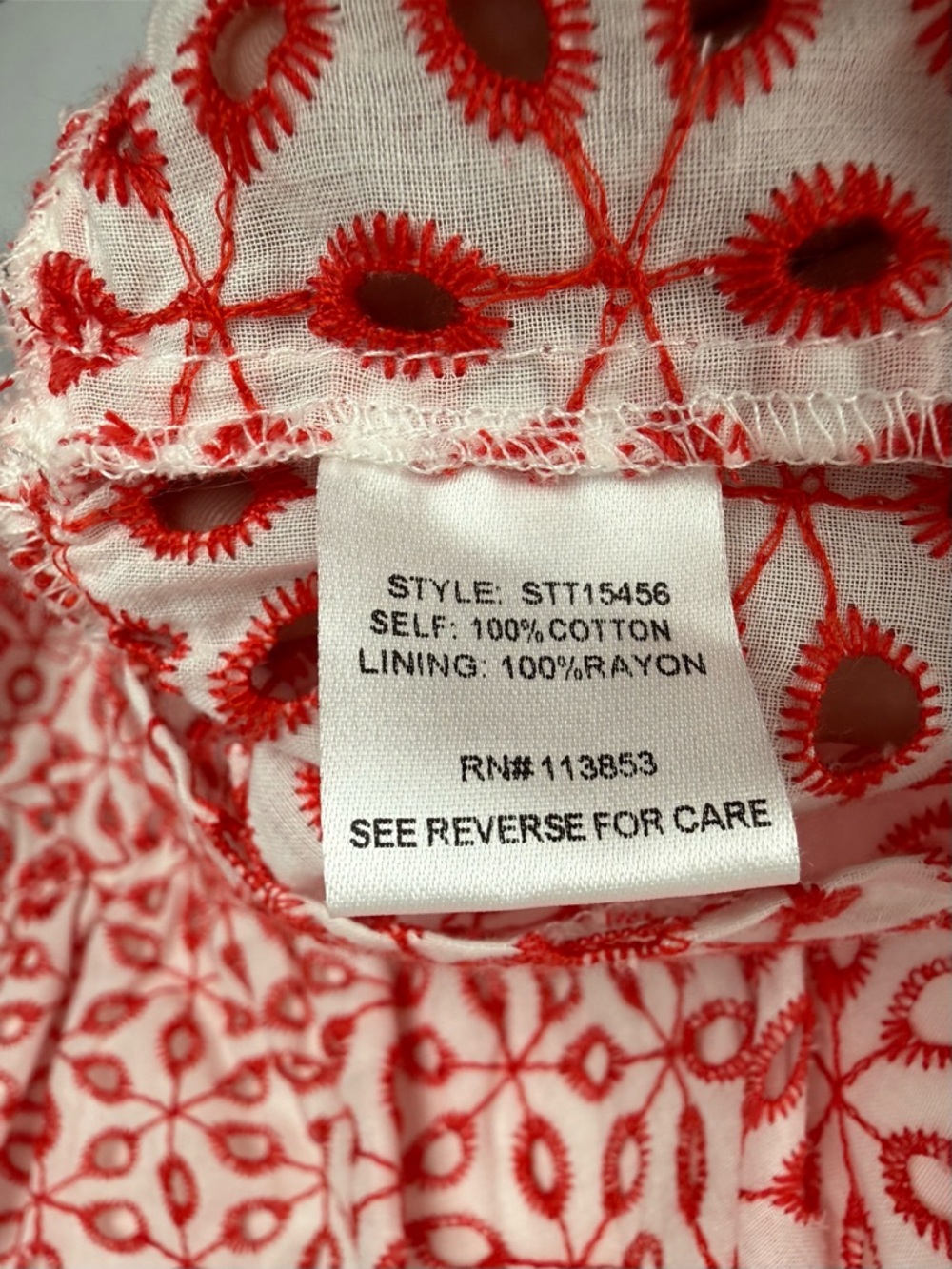 Sugarlips Red White Eyelet Embroidered Peplum Top Ruffle Sleeve Size L - Picture 6 of 6